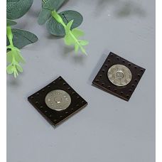 Застёжка магнитная, размер 3х3 см, цвет шоколад 