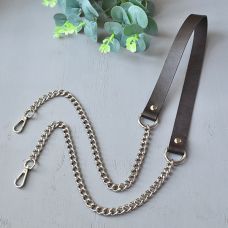 Ремень не регулируемый комбинированный, размер 120х2 см, цвет шоколад 